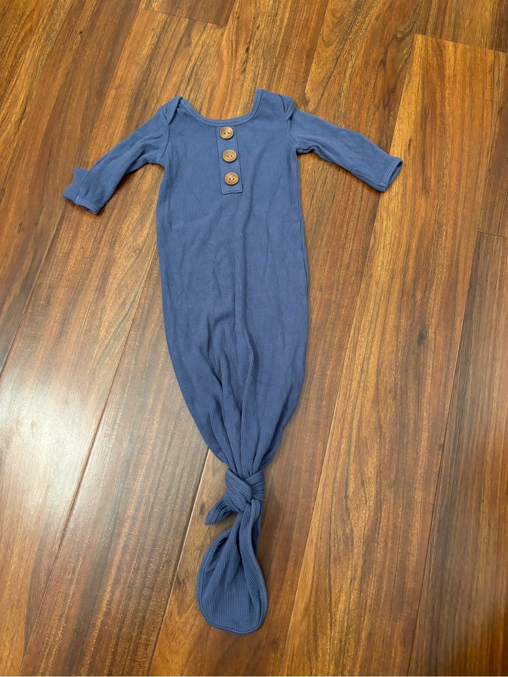 Caden Lane Blue Ribbed Long Sleeve Gown